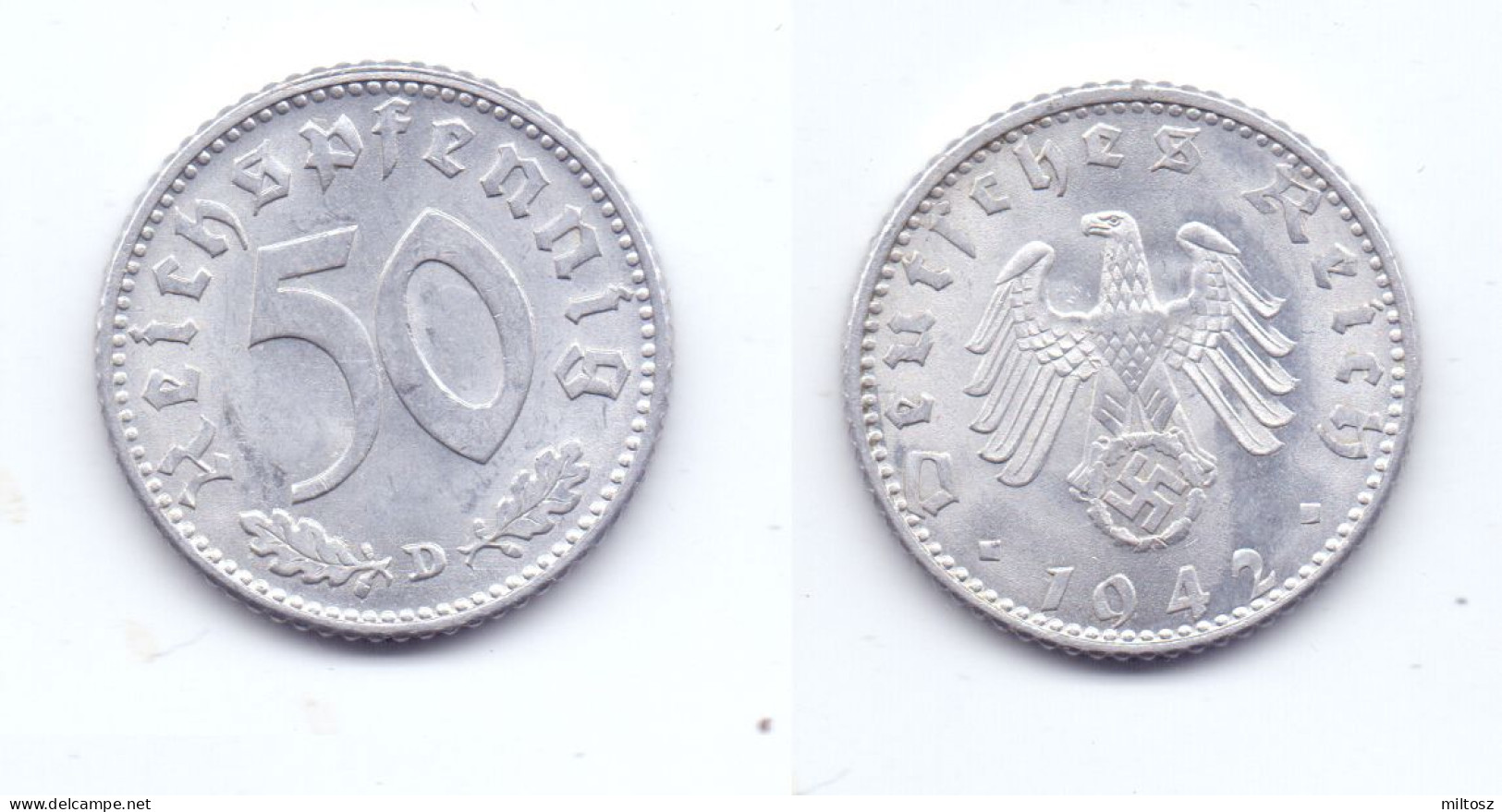 Germany 50 Reichspfennig 1942 D WWII Issue - 50 Reichspfennig