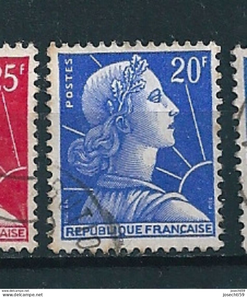 N° 1011B  Marianne De Muller, 20 F Outremer Timbre  France  1955 - 1955-1961 Marianne De Muller