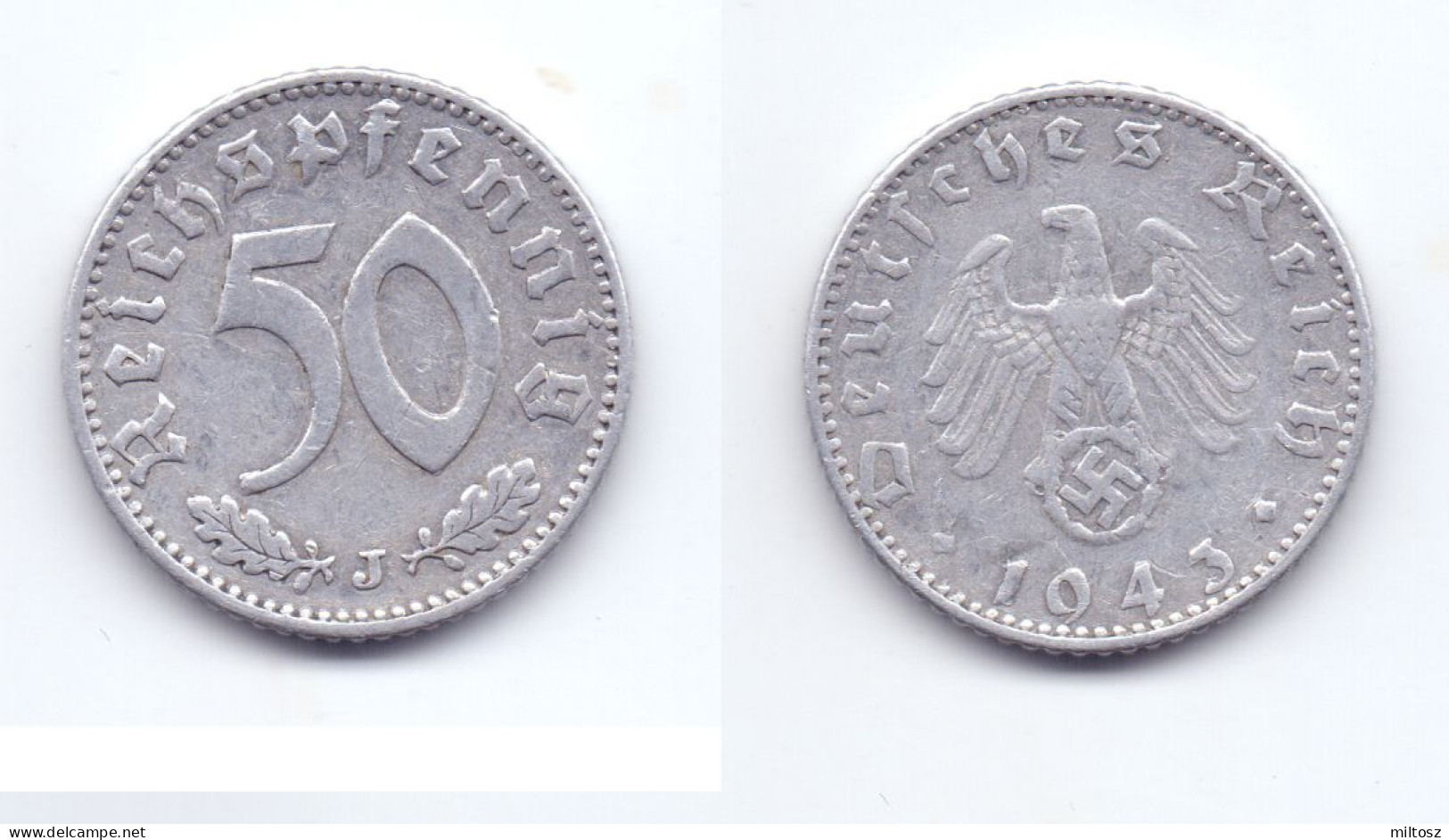 Germany 50 Reichspfennig 1943 J WWII Issue - 50 Reichspfennig