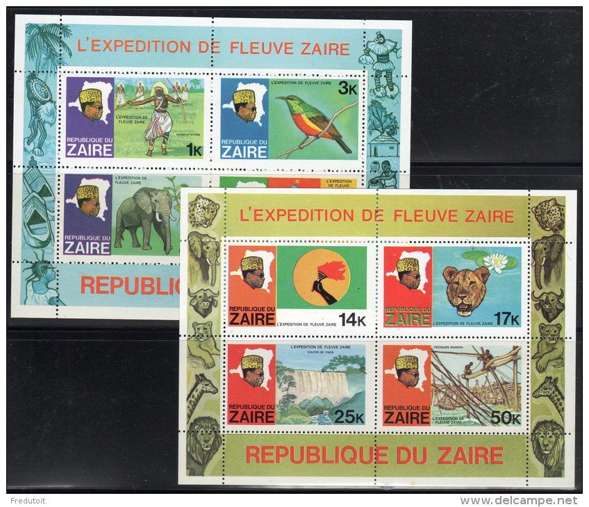 ZAIRE - 2 BLOCS  N°8/9 ** (1979) Expédition Du Fleuve Zaïre - Ongebruikt