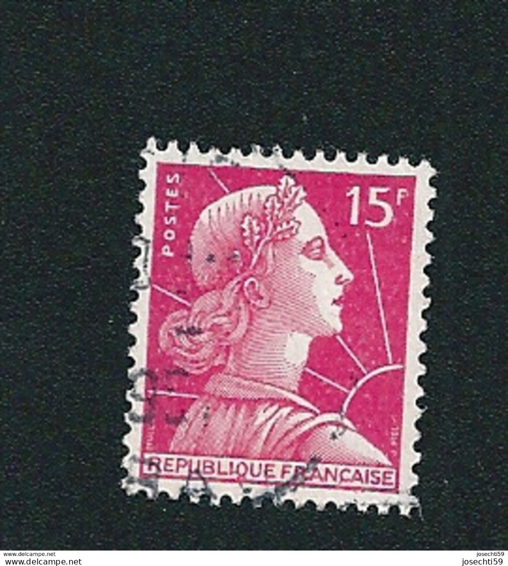 N° 1011  Marianne De Muller, 15 F Rose  Timbre  France  1955/59 - 1955-1961 Marianne Of Muller