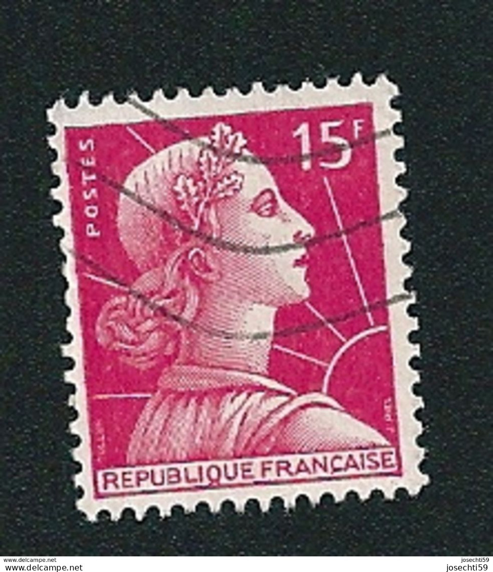 N° 1011  Marianne De Muller, 15 F Rose  Timbre  France  1955/59 - 1955-1961 Marianne De Muller