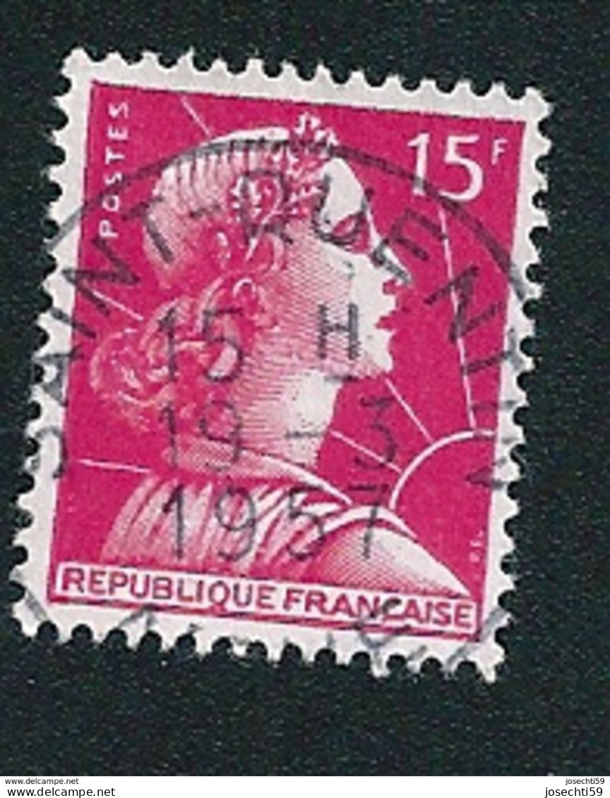 N° 1011  Marianne De Muller, 15 F Rose  Timbre  France  1955/59 - 1955-1961 Marianne Of Muller