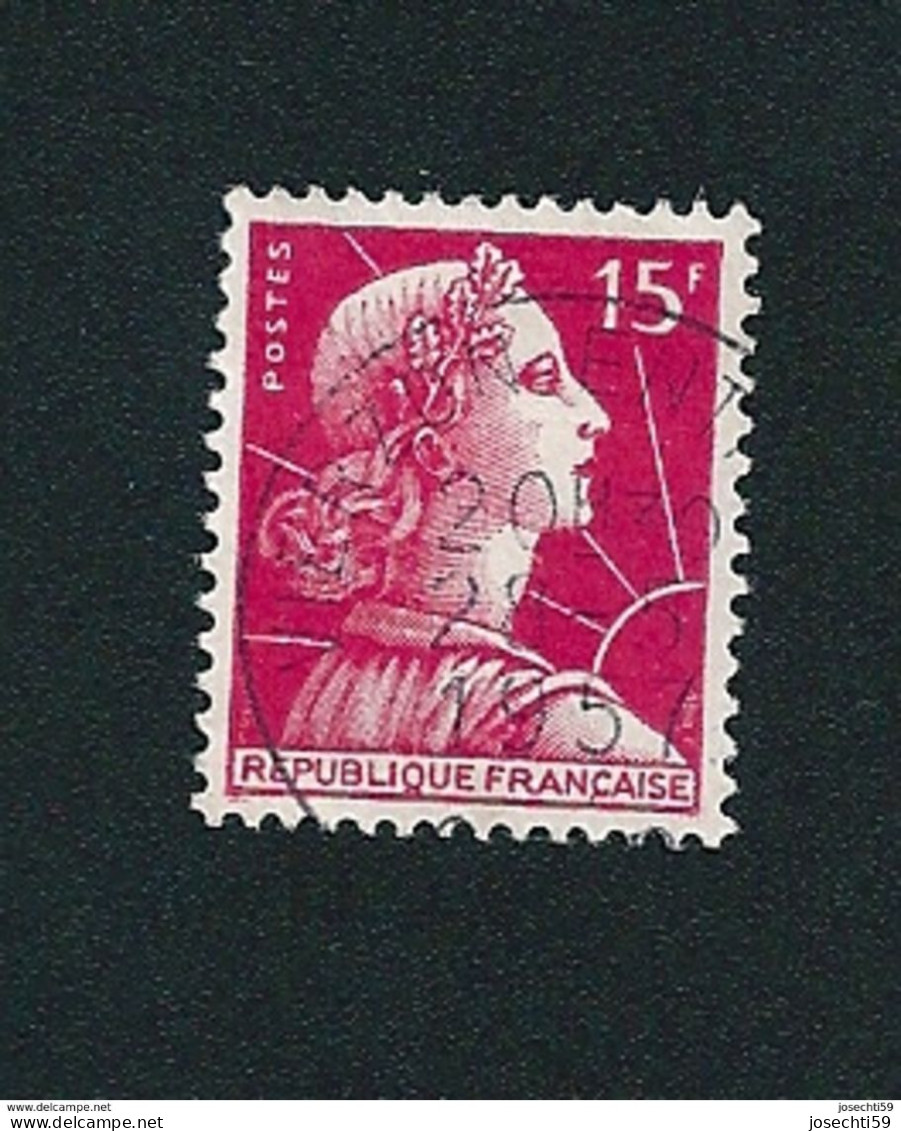 N° 1011  Marianne De Muller, 15 F Rose  Timbre  France  1955/59 - 1955-1961 Marianne Of Muller