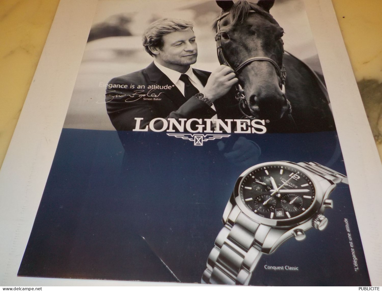 PUBLICITE  MONTRE LONGINES ET SIMON BAKER 2014 - Sonstige & Ohne Zuordnung