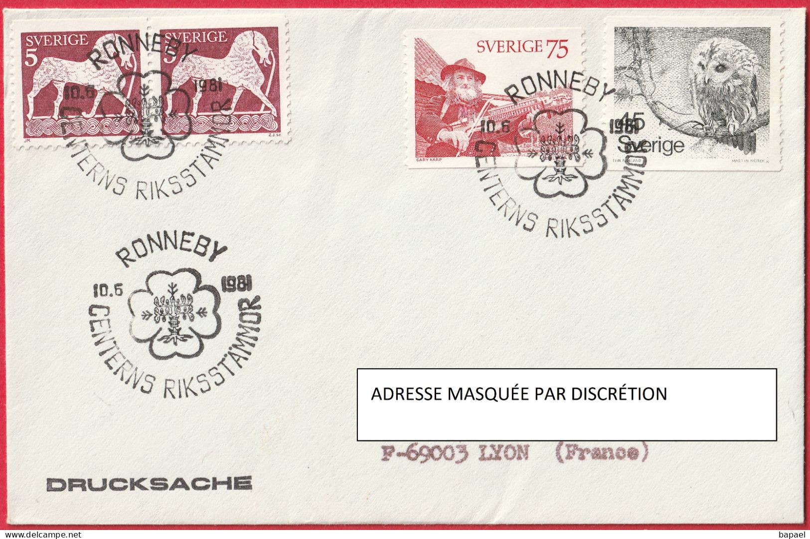 Imprimé - Enveloppe De Suède (Ronneby) (1981) (Recto-Verso) - Briefe U. Dokumente