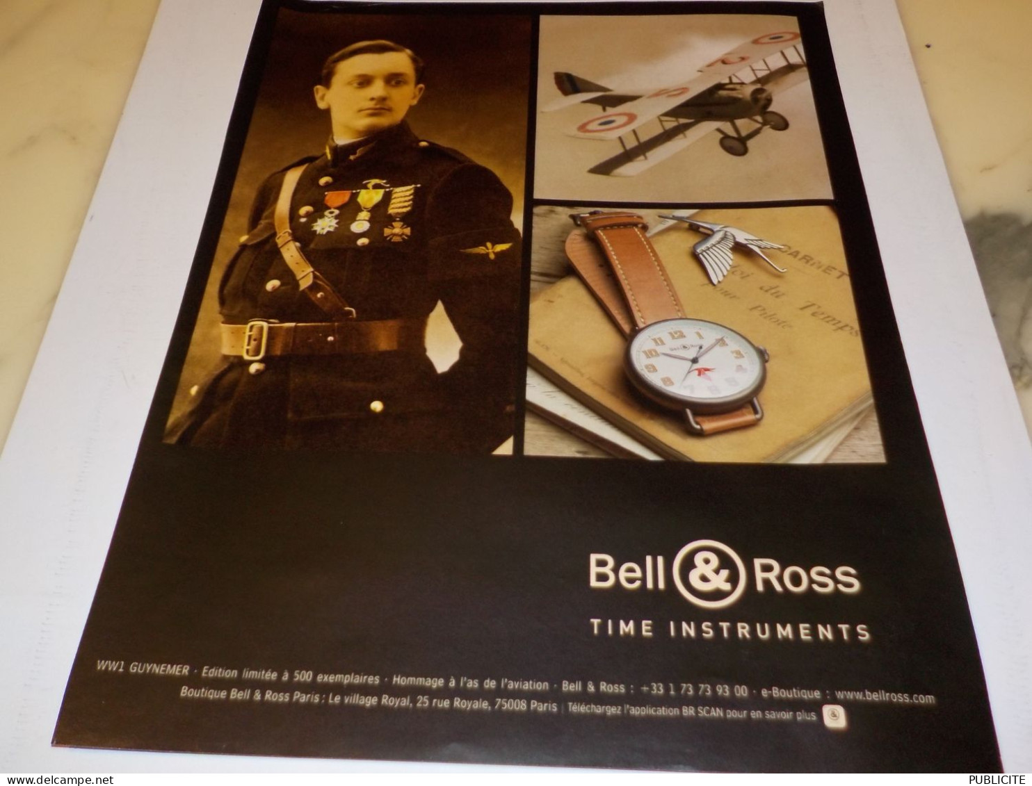 ANCIENNE PUBLICITE GUYNEMER  MONTRE BELL ET ROSS  2014 - Autres & Non Classés