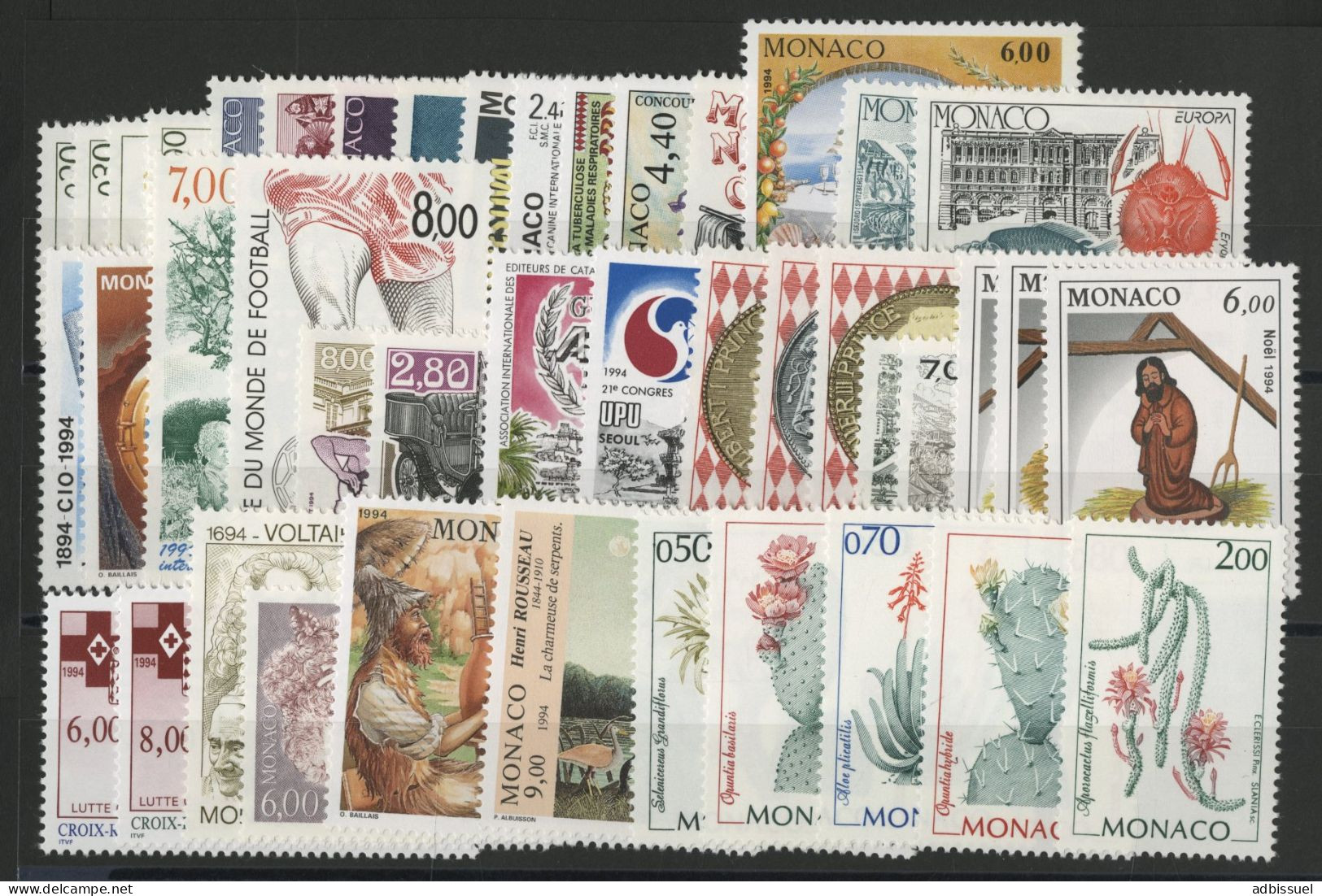 MONACO ANNEE COMPLETE 1994 COTE 161.65 € Neufs ** MNH N° 1915 à 1970 Dont BF N° 63 à 67. TB - Volledige Jaargang