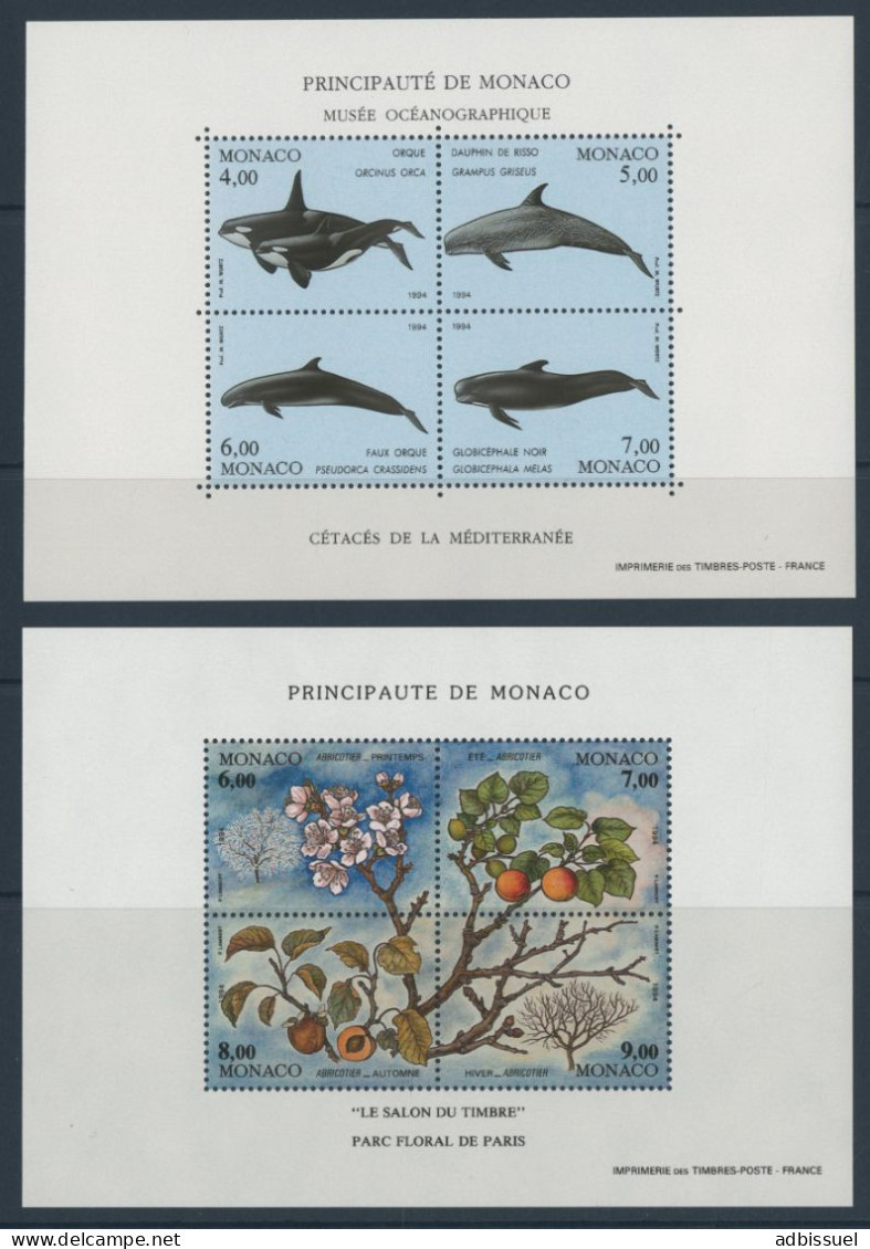 MONACO ANNEE COMPLETE 1994 COTE 161.65 € Neufs ** MNH N° 1915 à 1970 Dont BF N° 63 à 67. TB - Komplette Jahrgänge