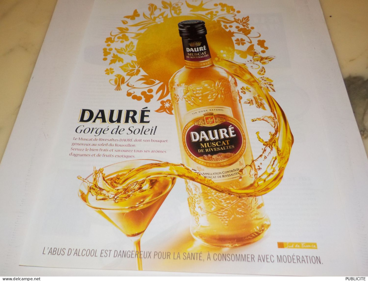 PUBLICITE APERITIF GORGE DE SOLEIL UN.DAURE  2014 - Alkohol