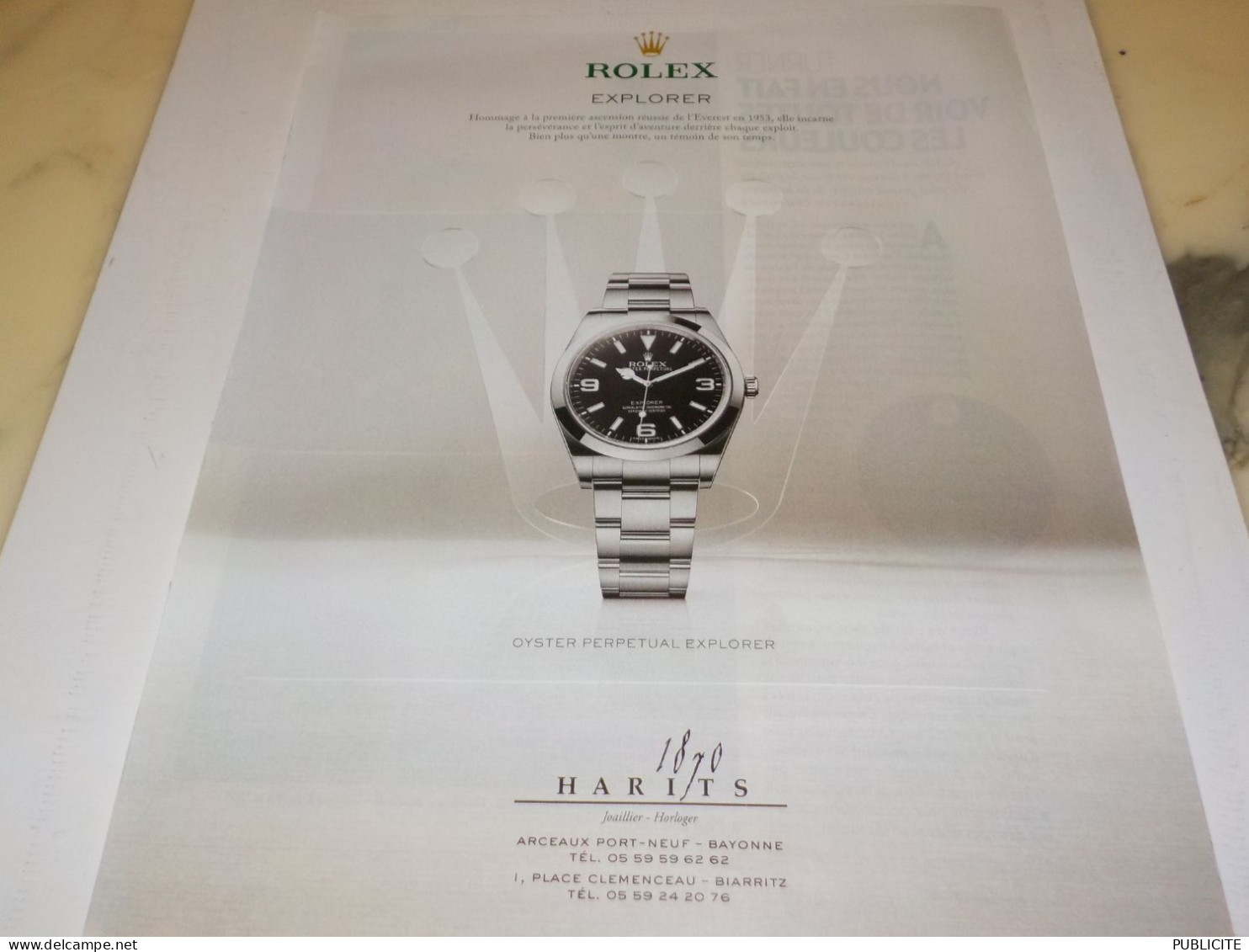 ANCIENNE PUBLICITE  MONTRE EXPLORER DE  ROLEX  2016 - Other & Unclassified