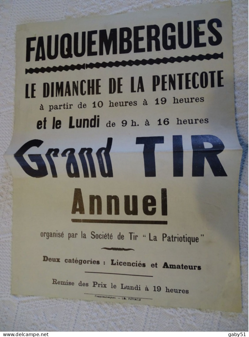 FAUQUEMBERGUES Affiche Pentecôte Vers 1965 Grand TIR à L'ARC ; Ref 1453 ; A35 - Manifesti