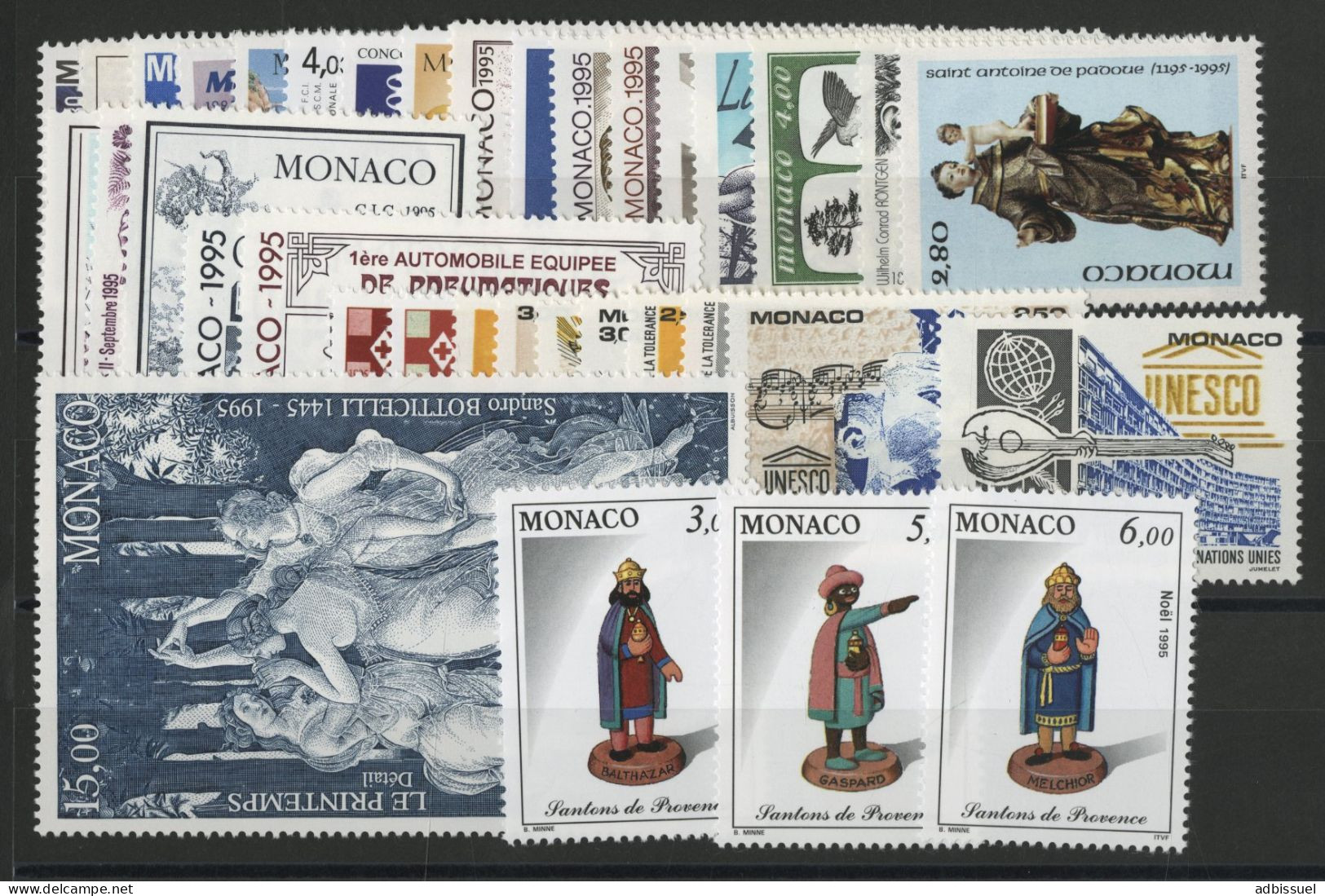 MONACO ANNEE COMPLETE 1995 COTE 164.8 € Neufs ** MNH N° 1971 à 2025 Dont BF N° 68 à 70 Et Carnet 12. TB - Volledige Jaargang