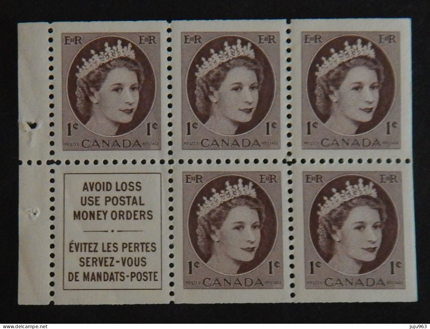 CANADA BLOC DE 5 X YT 267 NEUFS**MNH AVEC VIGNETTE PUBLICITAIRE" ELISABETH II" ANNÉE 1954 - Ungebraucht