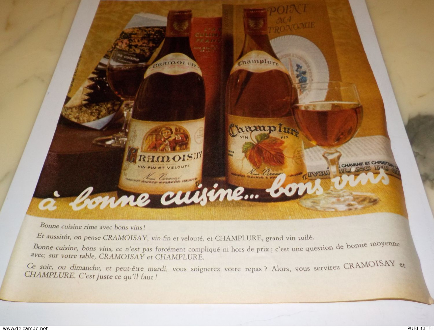 ANCIENNE PUBLICITE VIN CRAMOISAY ET CHAMPLURE 1973 - Alkohol