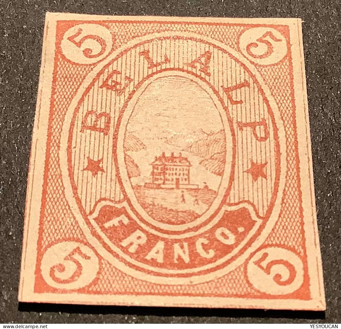 Schweiz Hotelpost Hotel Belalp 1877 ZNr 3 * 5Rp Braunorange (Switzerland Local Post Brig Naters VS Valais - Unused Stamps