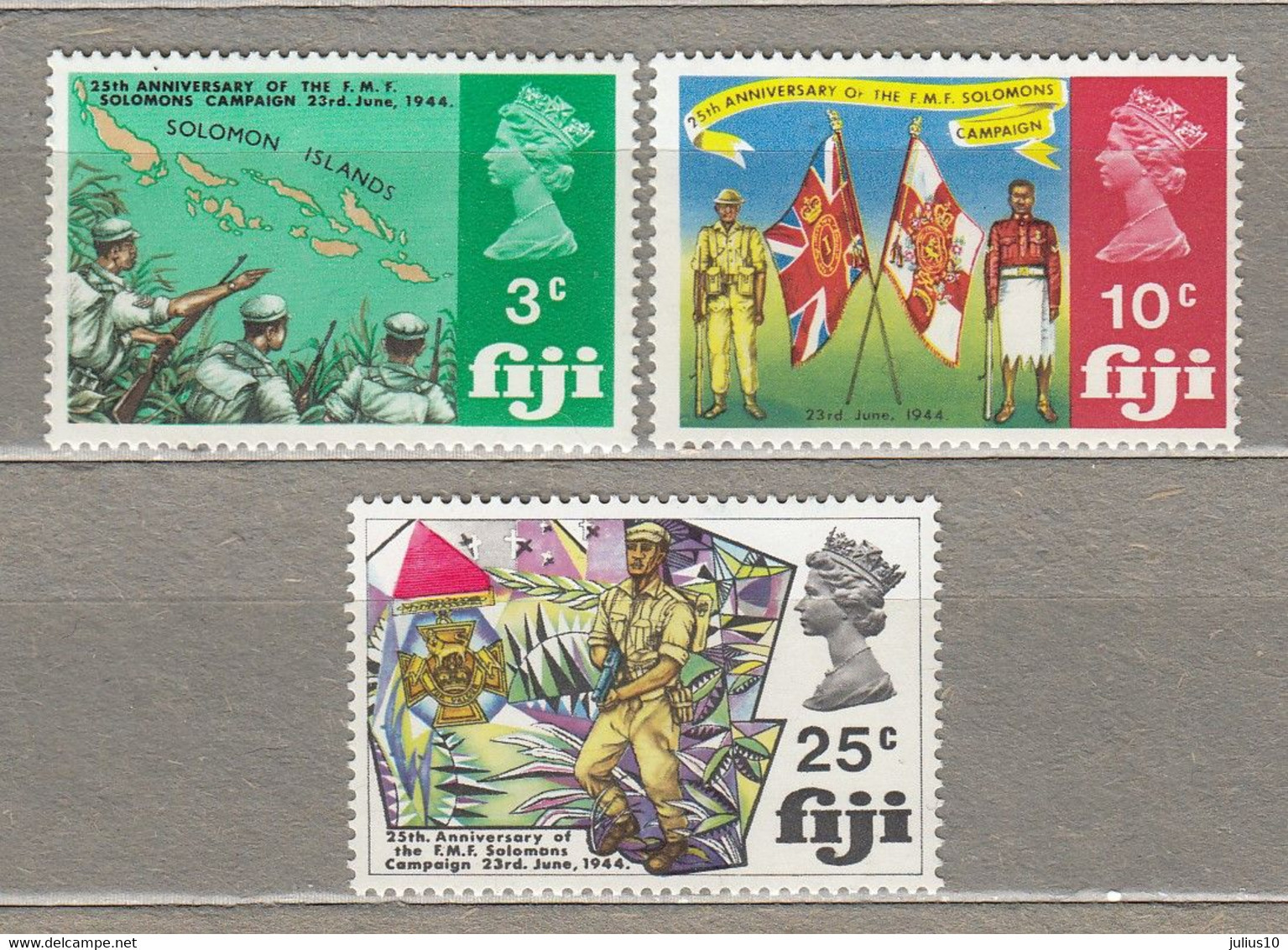 FIJI Solomon Campaign Map Flags 1969 MNH(**) Mi 249-251  #34291 - Fidji (1970-...)