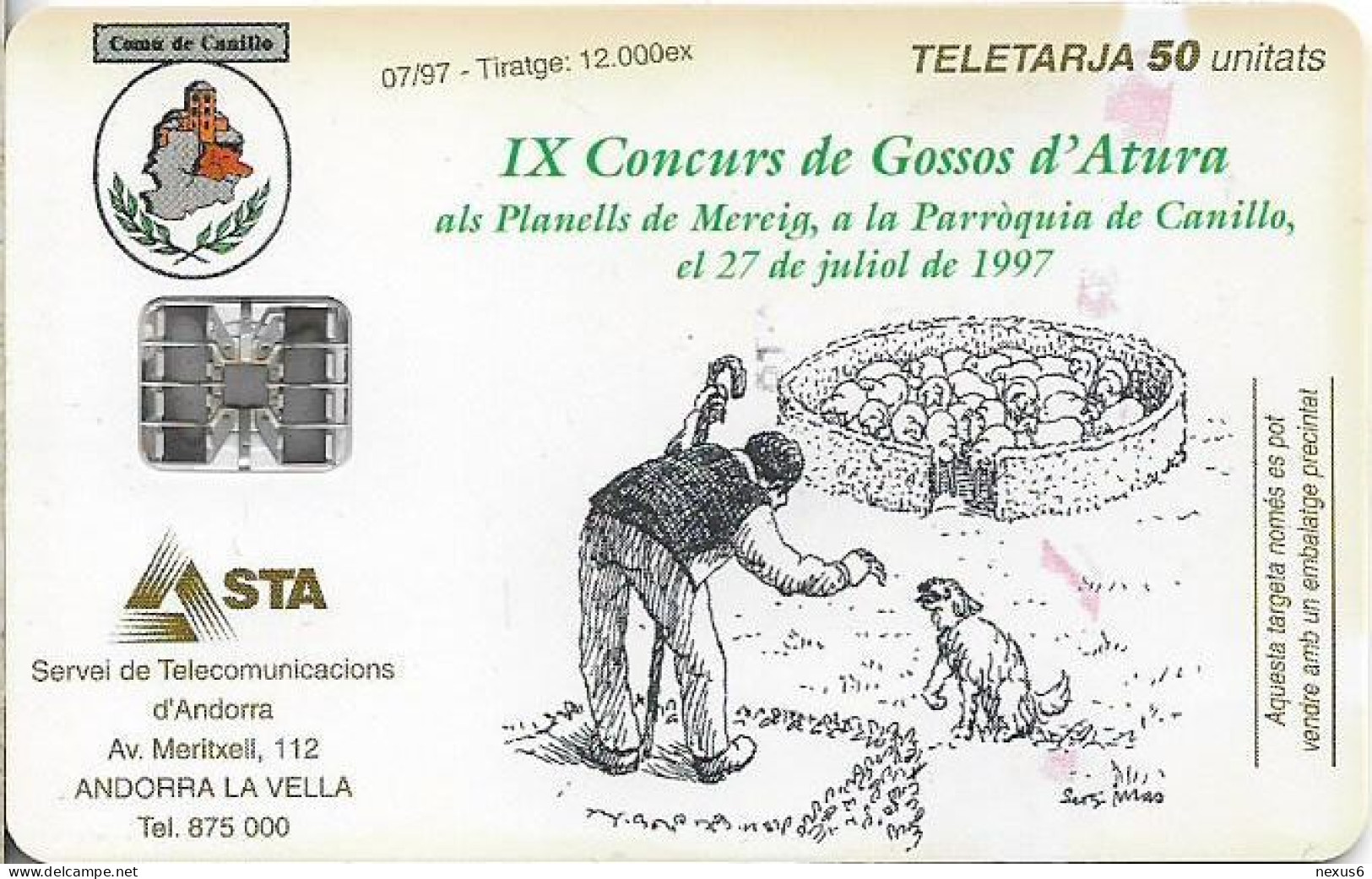 Andorra - STA - STA-0075 - Sheep Dog Trials, SC7, 08.1997, 50Units, 12.000ex, Mint Unused - Andorre