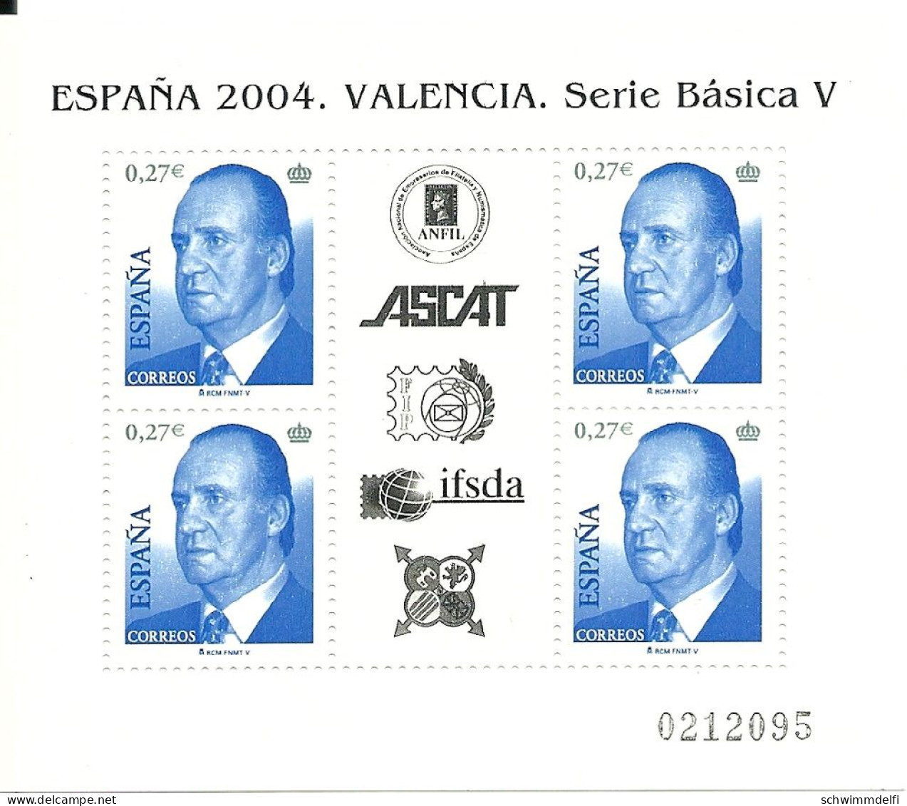 SPANIEN - ESPAÑA - 2004, SERIE BÁSICA V - VALENCIA (IV): REY JUAN CARLOS I. - MNH - Blocs & Feuillets