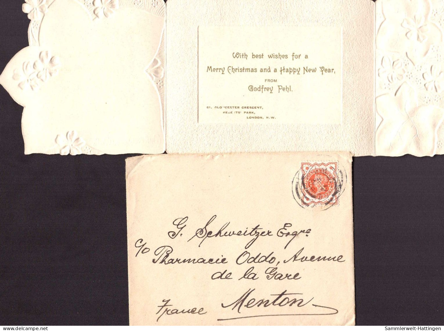 603354 | Brief 1897, Mit Firmenlochung D & C Und Glückwunschkarte Weihnachten Inhalt Aus London  | -, -, - - Briefe U. Dokumente