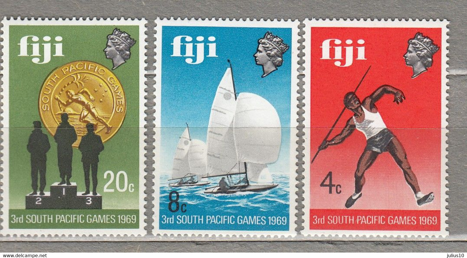 FIJI 1969 Pacific Games Sport Ships MNH(**) Mi 252-254  #34297 - Fiji (...-1970)
