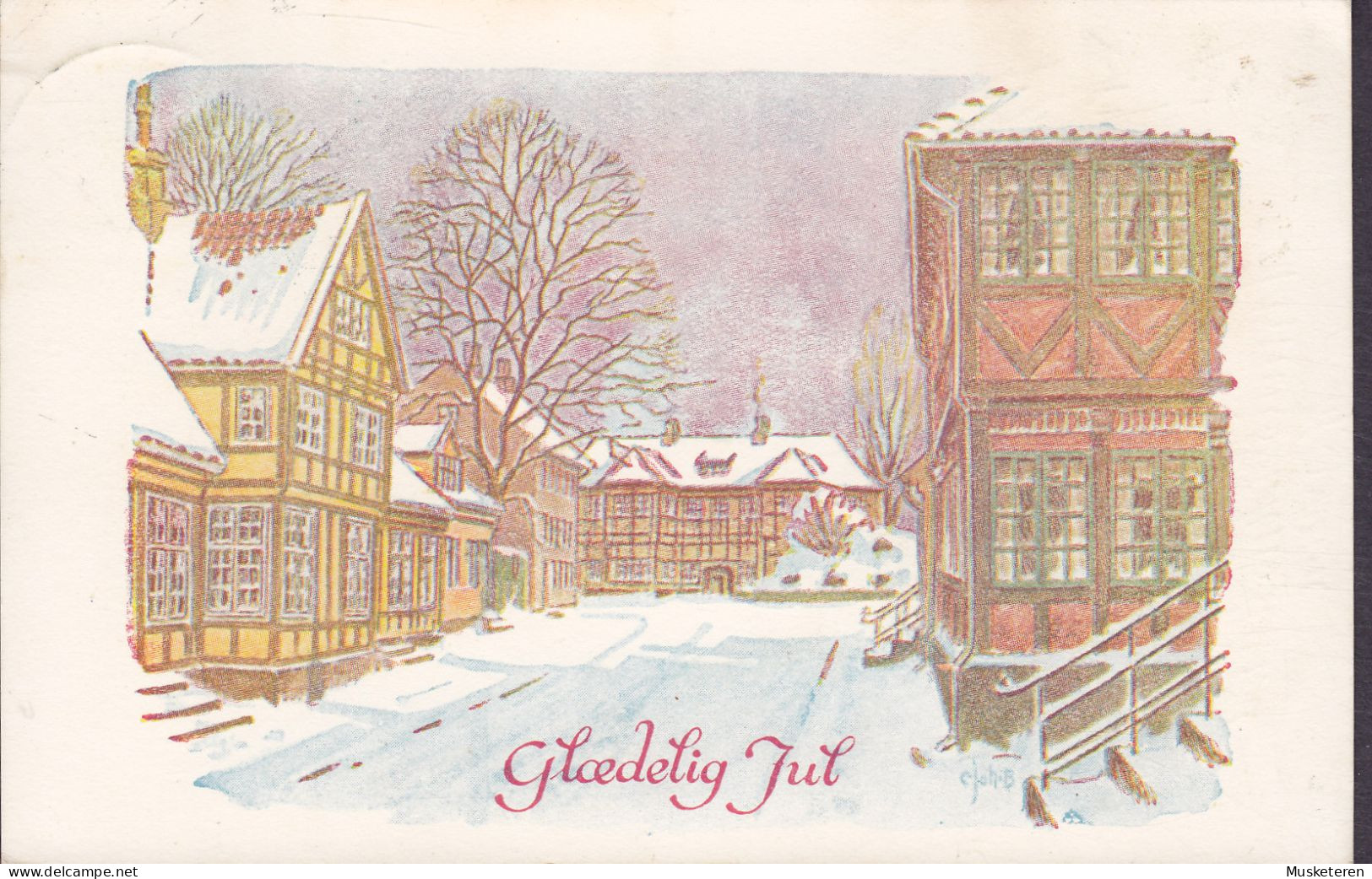 Denmark PPC Glædelig Jul Artist : Johib. Brotype IId TORNING Pr. KJELLERUP 1948 W. Christmas Seal (2 Scans) - Brieven En Documenten