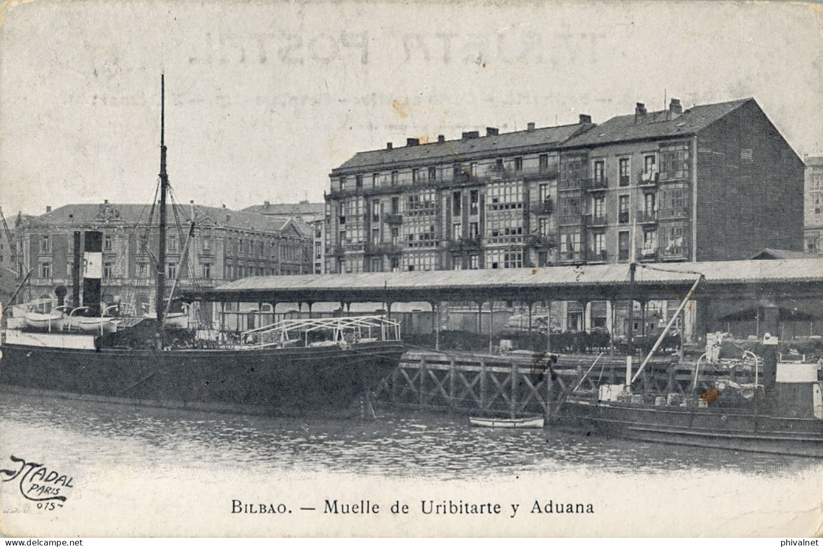 VIZCAYA , BILBAO - MUELLE DE URIBITARTE Y ADUANA , ED. MADAL Nº 075  ,  T.P. NO CIRCULADA - Vizcaya (Bilbao)