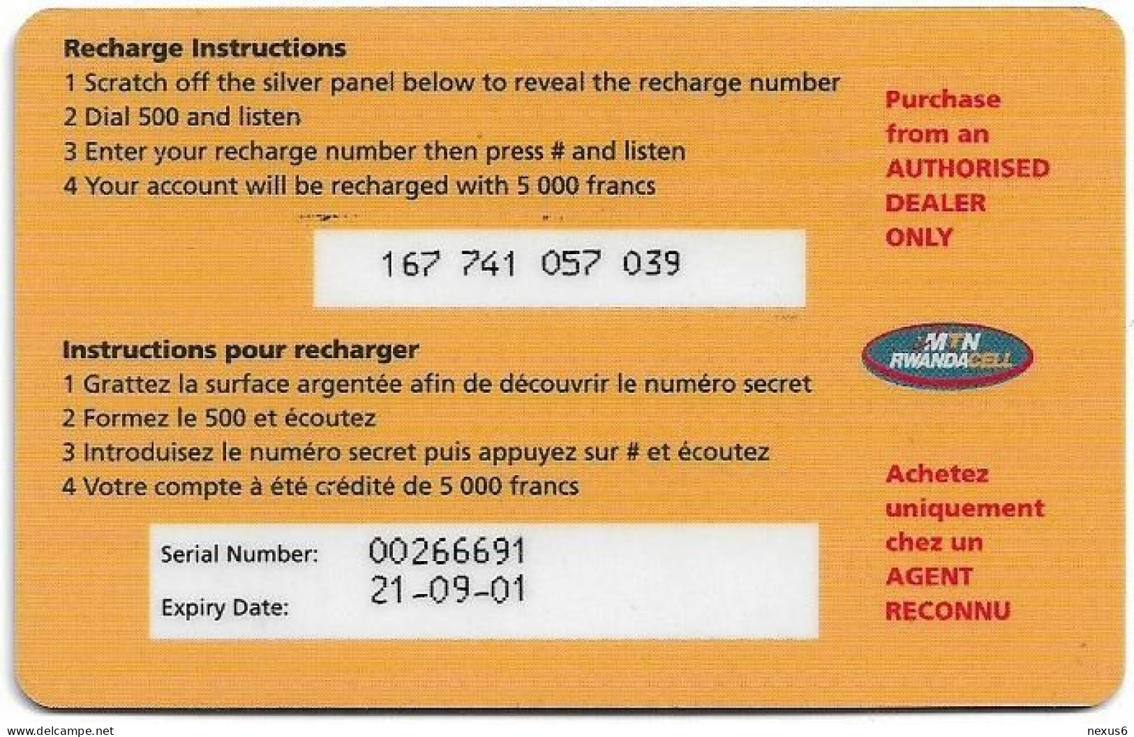 Rwanda - MTN RwandaCell - Pay As You Go, Musicians, Exp.21.09.2001, GSM Refill 5.000RF, Used - Ruanda