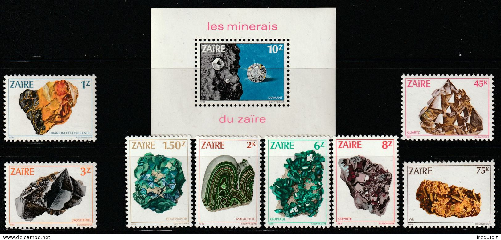 ZAIRE - N°1120/7+BLOC N°31 ** (1983) Minéraux - Unused Stamps