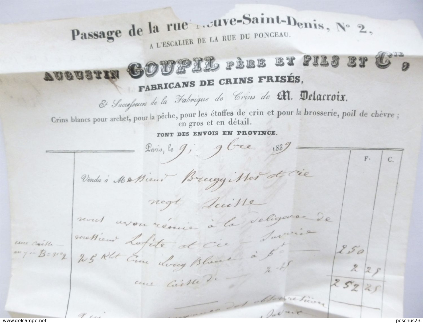 FRANCE > SUISSE // 1839, Faltbrief Von PARIS Via HUNINGUE Nach WOHLEN, FR7D - Mit Briefkopf - ...-1845 Precursores