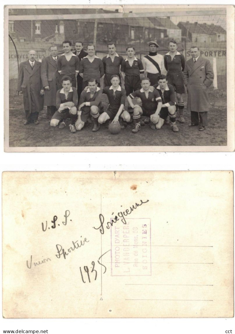 Soignies  CARTE PHOTO   Union Sportive Sonégienne  1935    FOOTBALL - Soignies