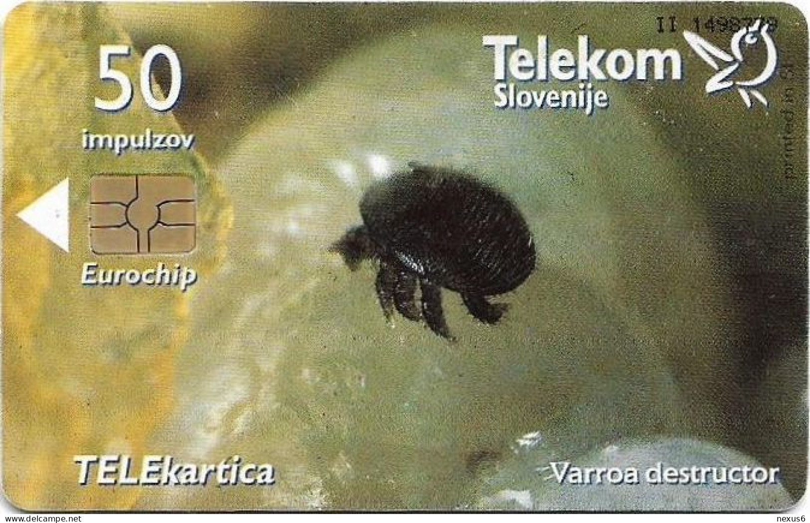 Slovenia - Telekom Slovenije - Carniolan Honey Bee - Varroa Destructor, Gem5 Red, 07.2001, 50Units, 9.962ex, Used - Slovénie