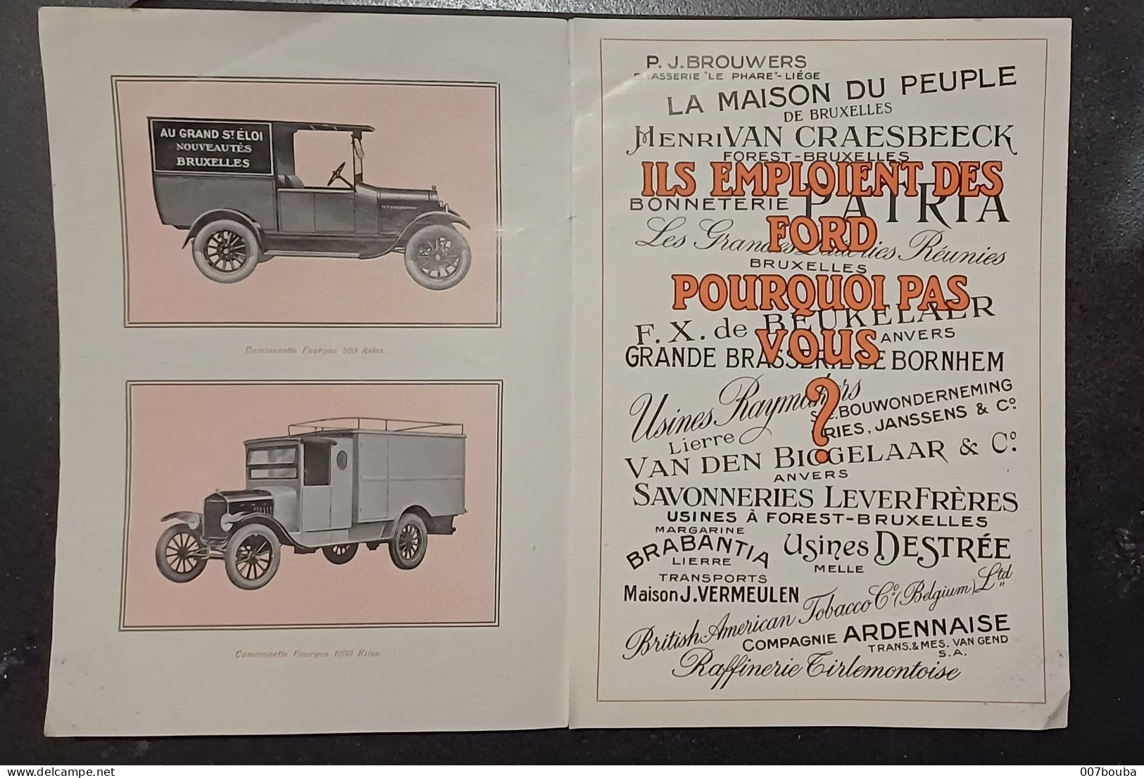 DÉPLIANT " FORD , LE CAMION UNIVERSEL" / FORD MOTOR Cie À HOBOKEN / PUBS BRASSERIES BORNHEM, LE PHARE,../ ANNÉES  +-1920 - Vrachtwagens