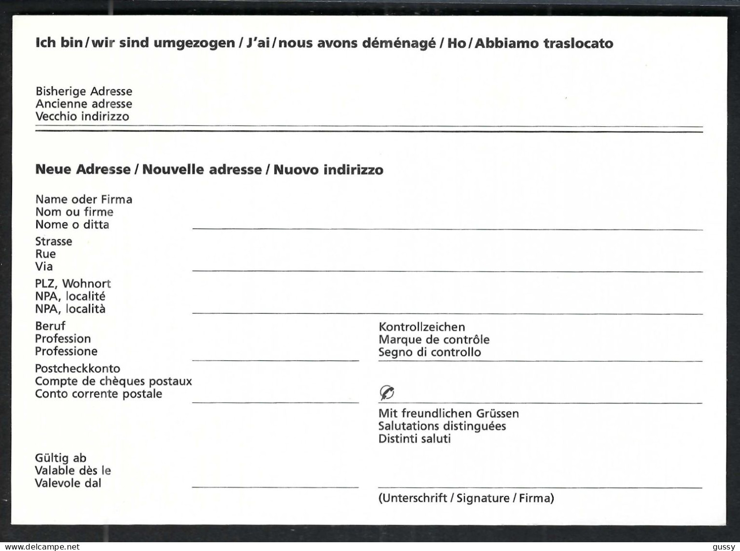 SUISSE:  CP De Changement D'adresse Affr. Mécanique De 50c - Affranchissements Mécaniques