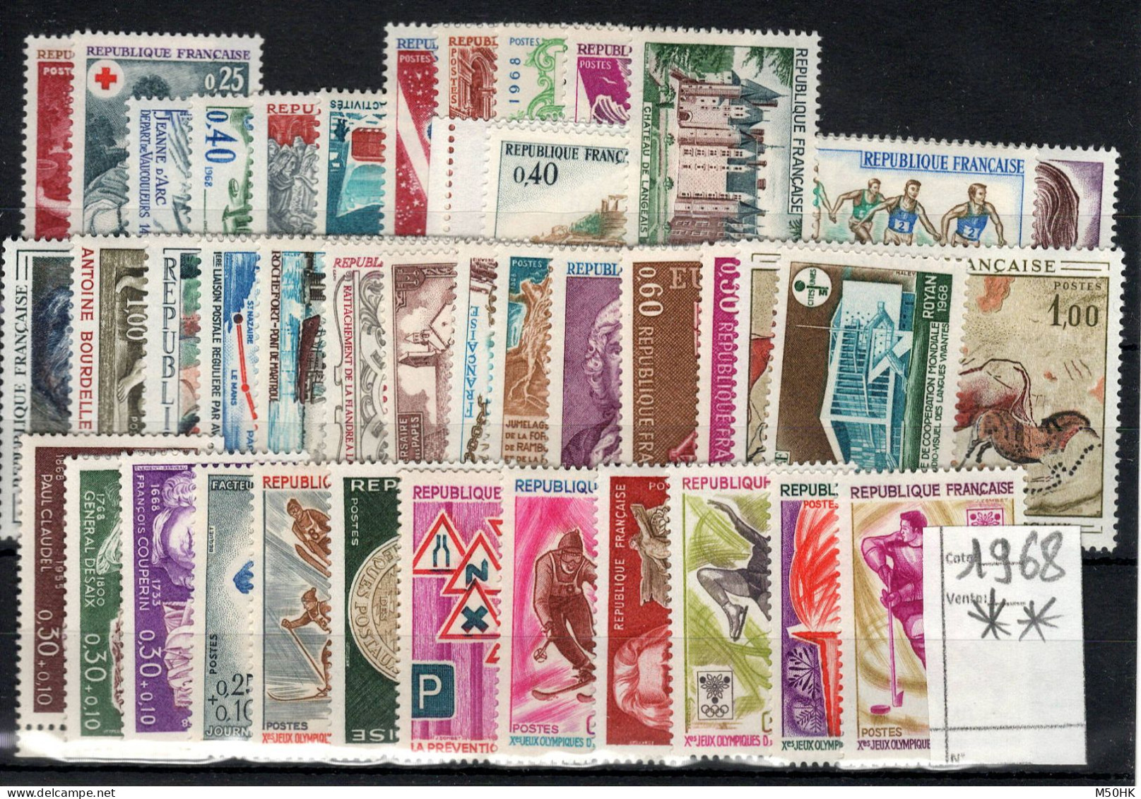 Année Complete 1968 N** MNH Luxe , 40 Timbres , YV 1542 à 1581 , Cote 19 Euros - 1960-1969