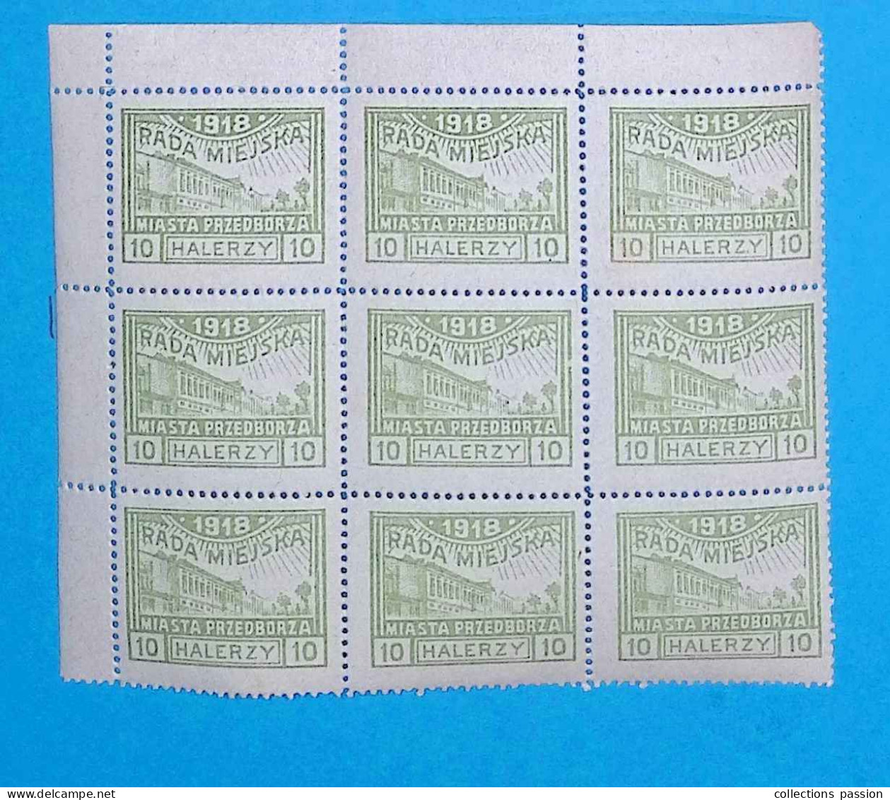 Timbre, BLOC DE 9, 1918, RADA MIEJSKA, MIASTO PRZEDBORZA, Poste Locale, HALERZY, 2 Scans, 10 - Blocs & Feuillets