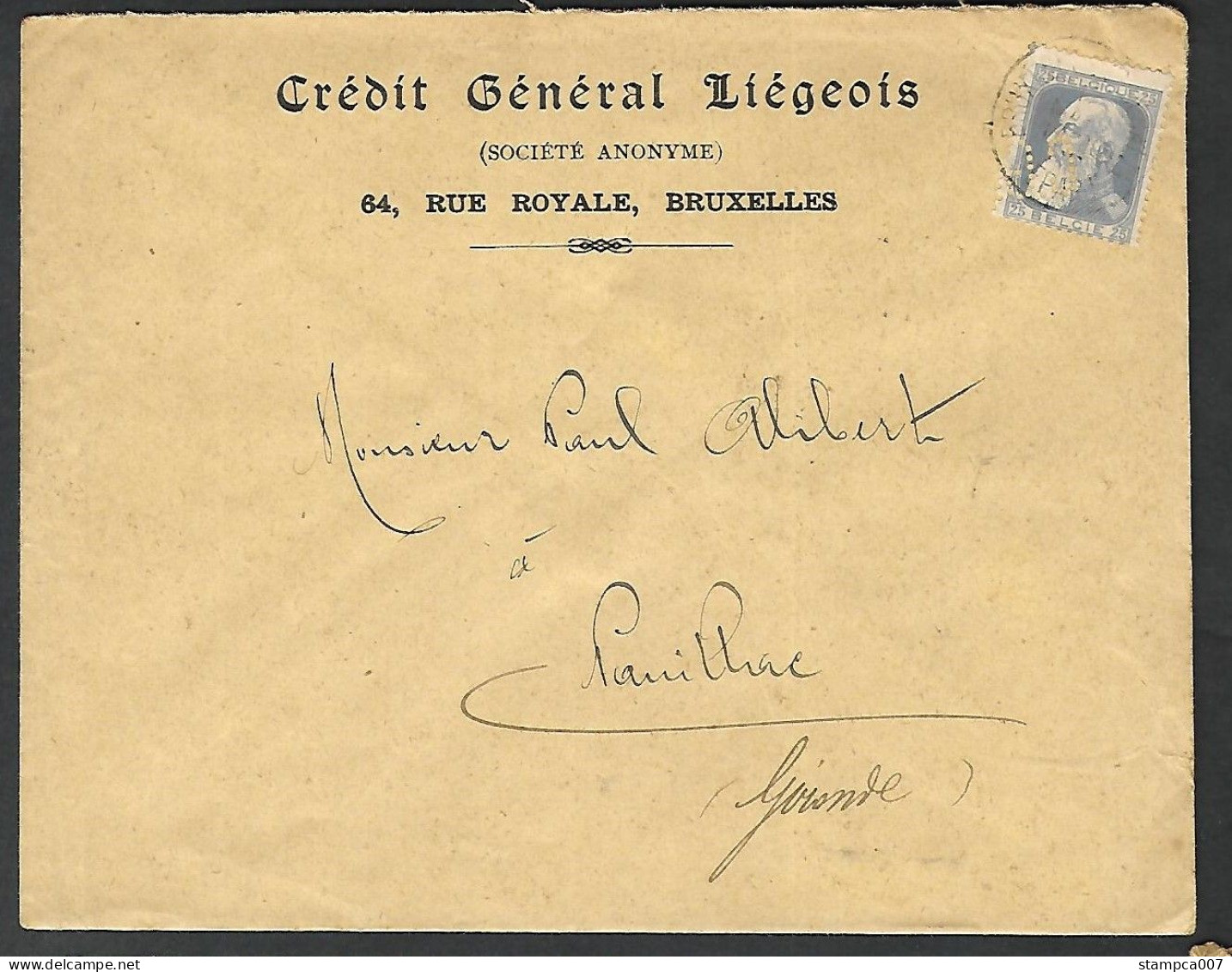 OCB Nr 76 Perfin Perforatie " CGL " Crédit Général Liégeois Vers Pauillac ( Gironde )    (K60) - 1863-09