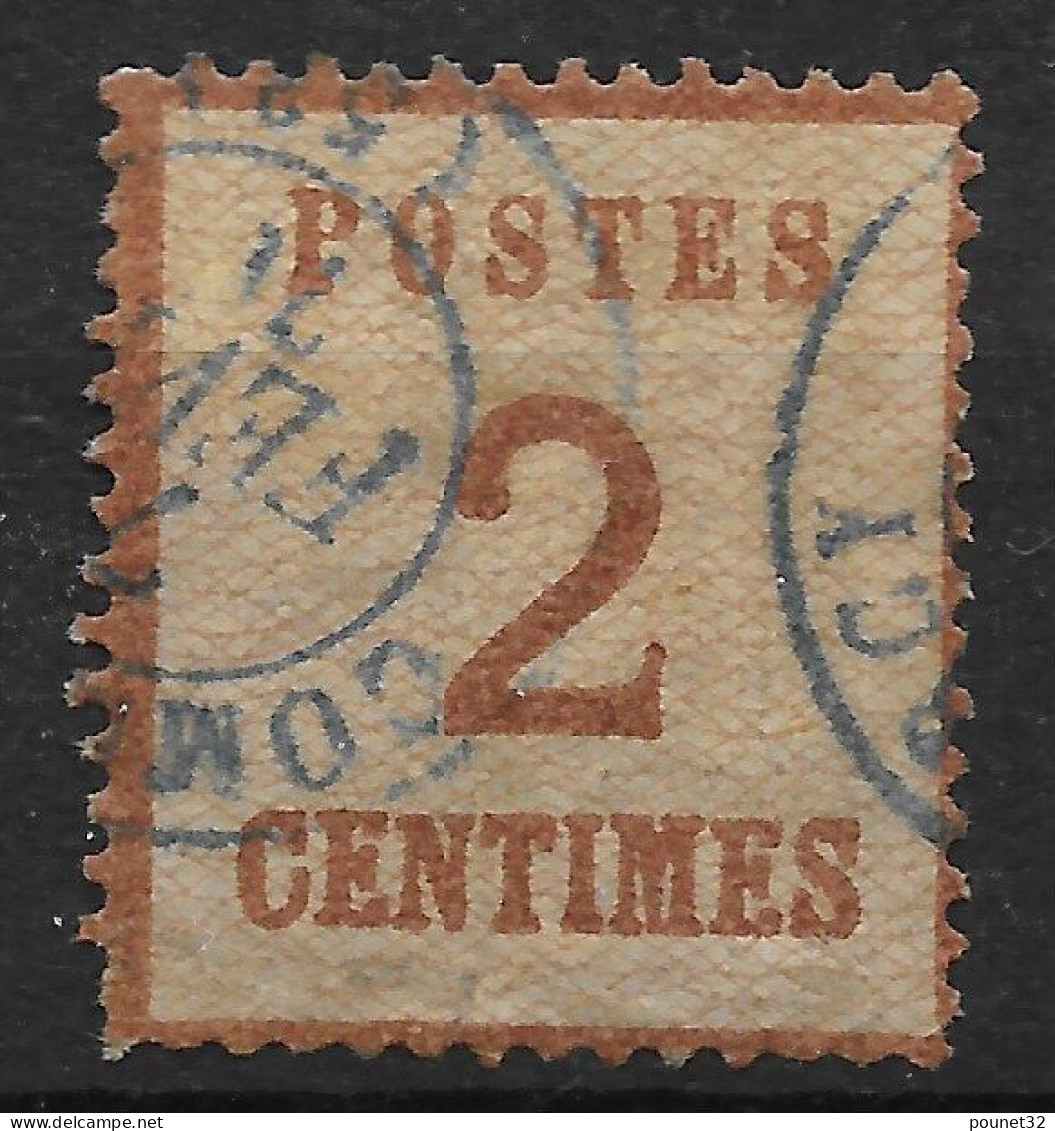 TIMBRE ALSACE LORRAINE N° 2 RARE CACHET FRANCAIS BLEU DE COMMERCY COTE 250 € - Gebraucht