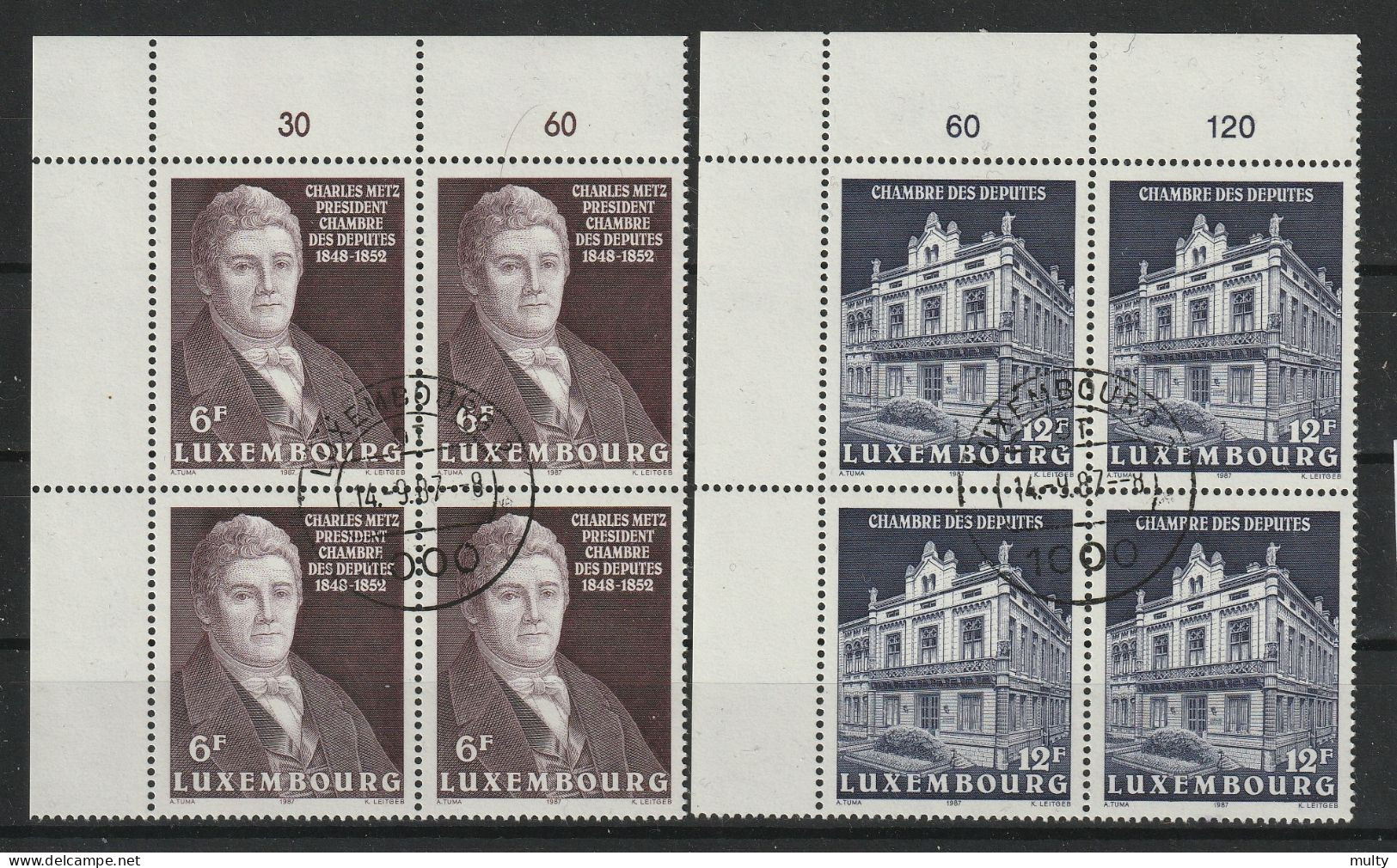 Luxemburg Y/T 1133 / 1134 (0) In Blok Van 4. - Used Stamps