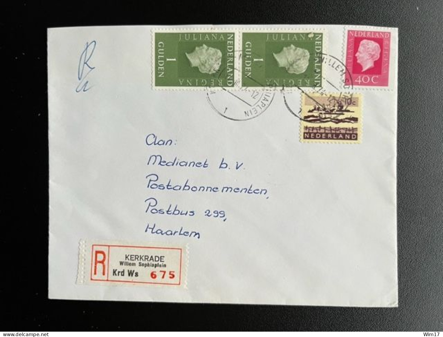 NETHERLANDS 1974 REGISTERED LETTER KERKRADE WILLEM SOPHIAPLEIN TO HAARLEM 11-03-1974 NEDERLAND AANGETEKEND - Cartas & Documentos