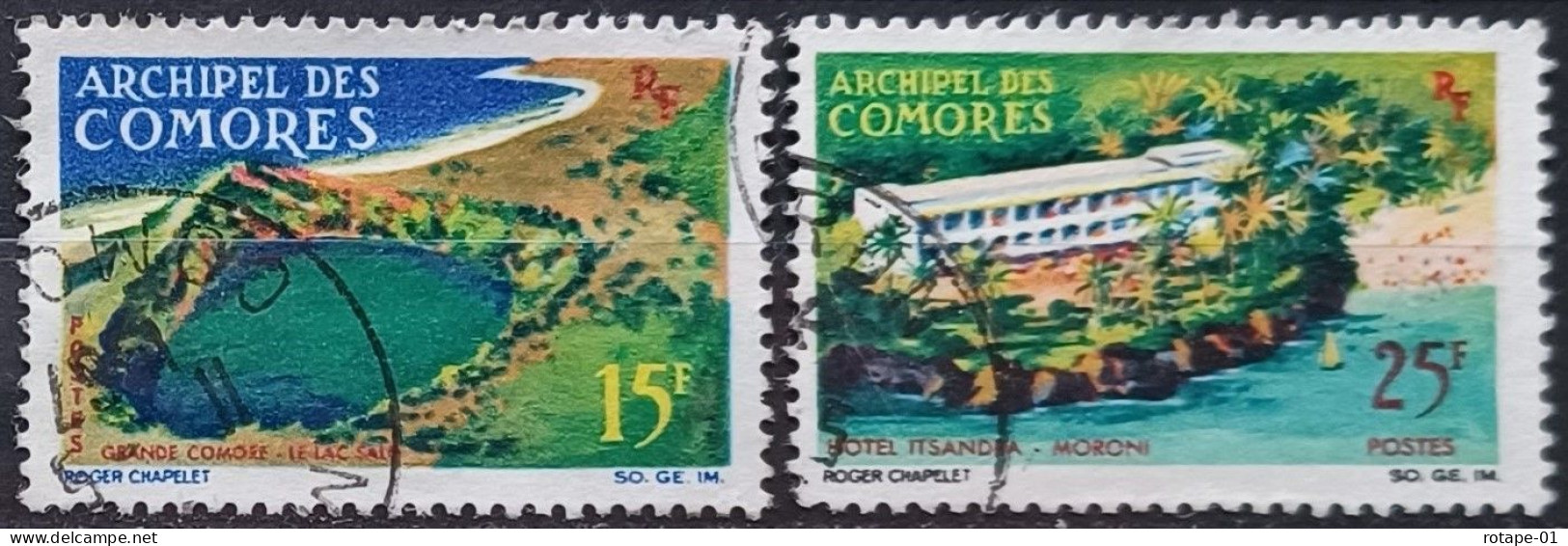 Comores  1967,  YT N°39-40  O,  Cote YT 1,9€ - Usados
