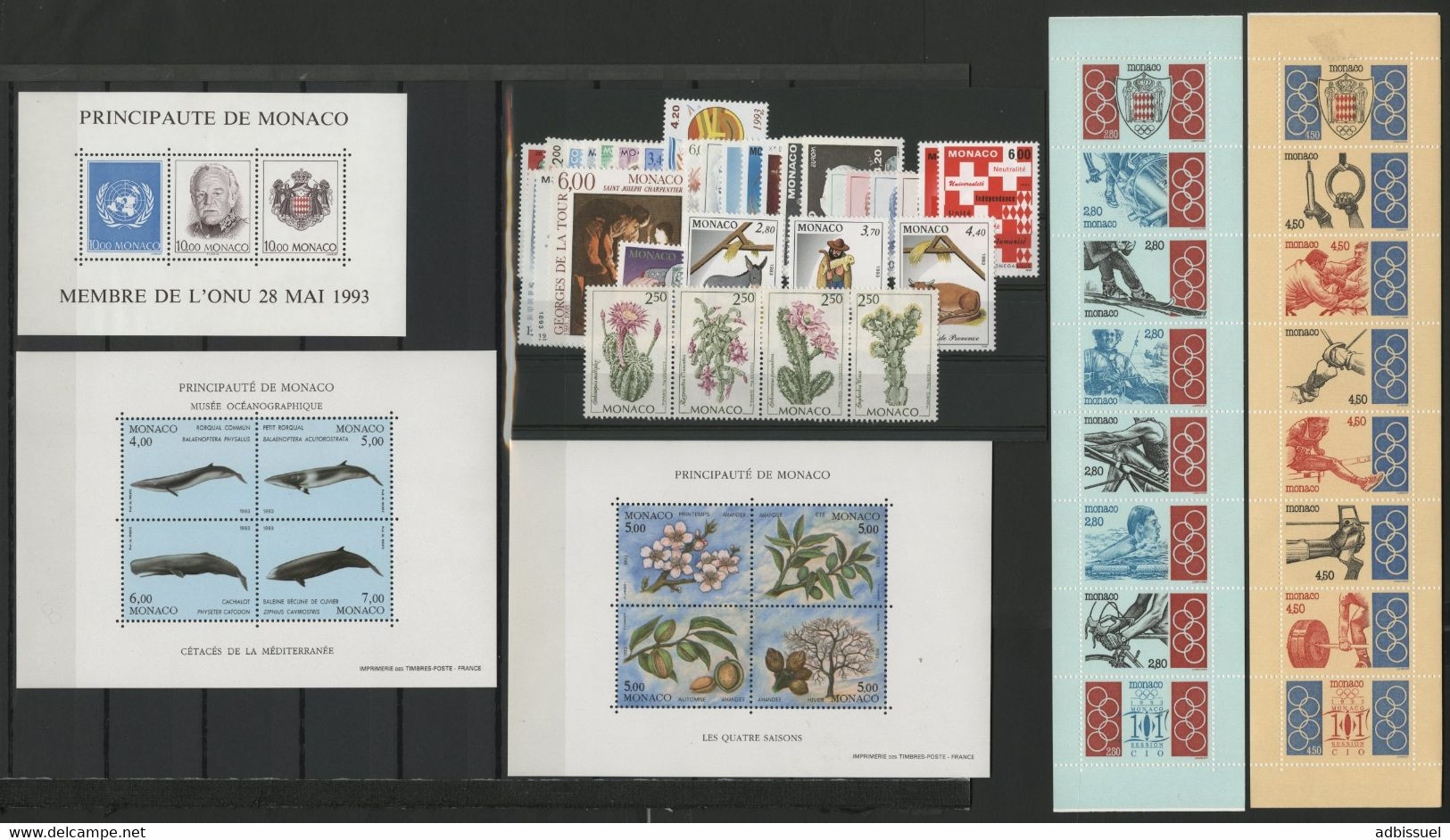 MONACO ANNEE COMPLETE 1993 COTE 147,70 € NEUFS ** MNH N° 1854 à 1914 Soit 59 Timbres. TB - Full Years