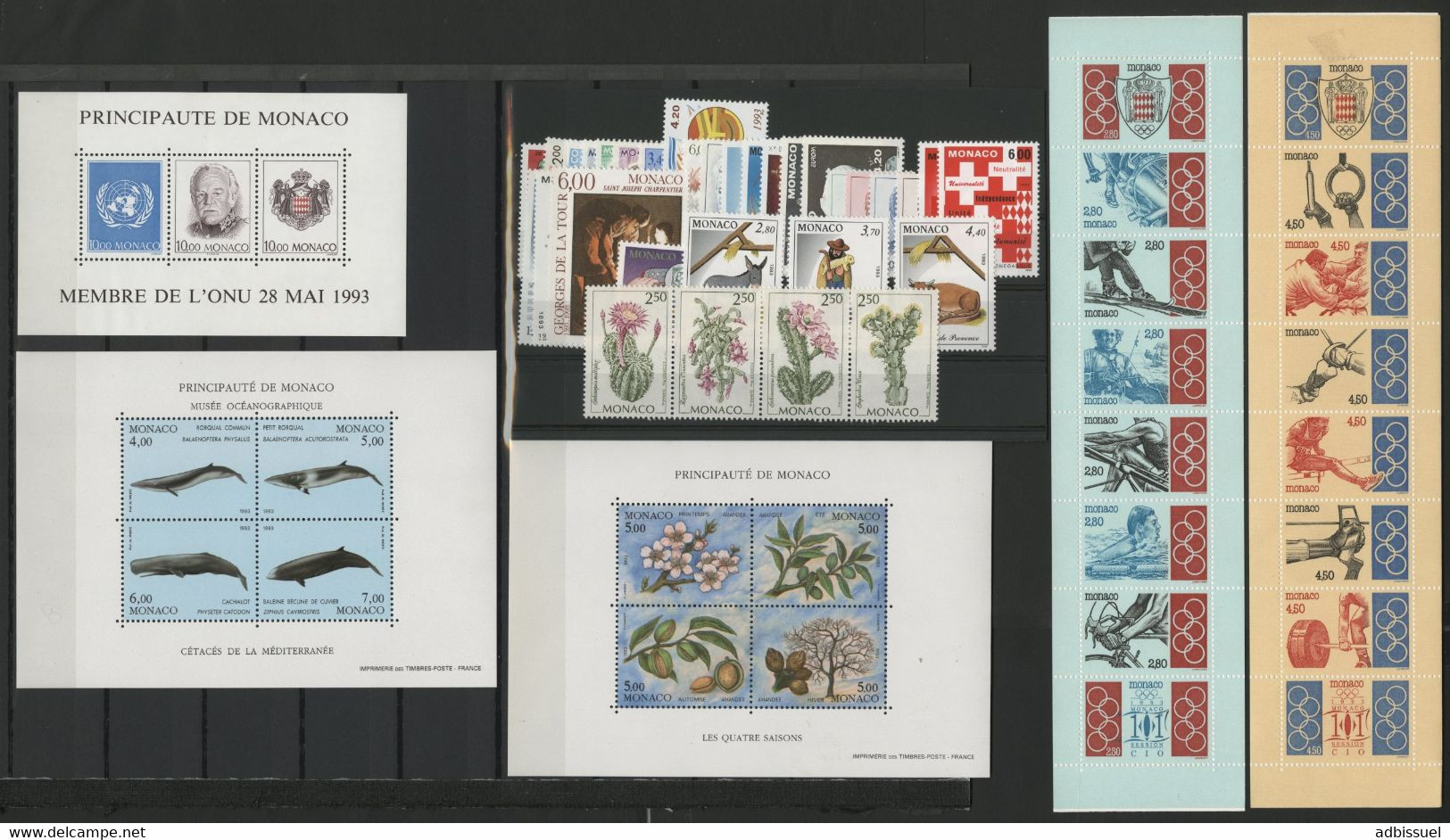 MONACO ANNEE COMPLETE 1993 COTE 147,70 € NEUFS ** MNH N° 1854 à 1914 Soit 59 Timbres. TB - Annate Complete