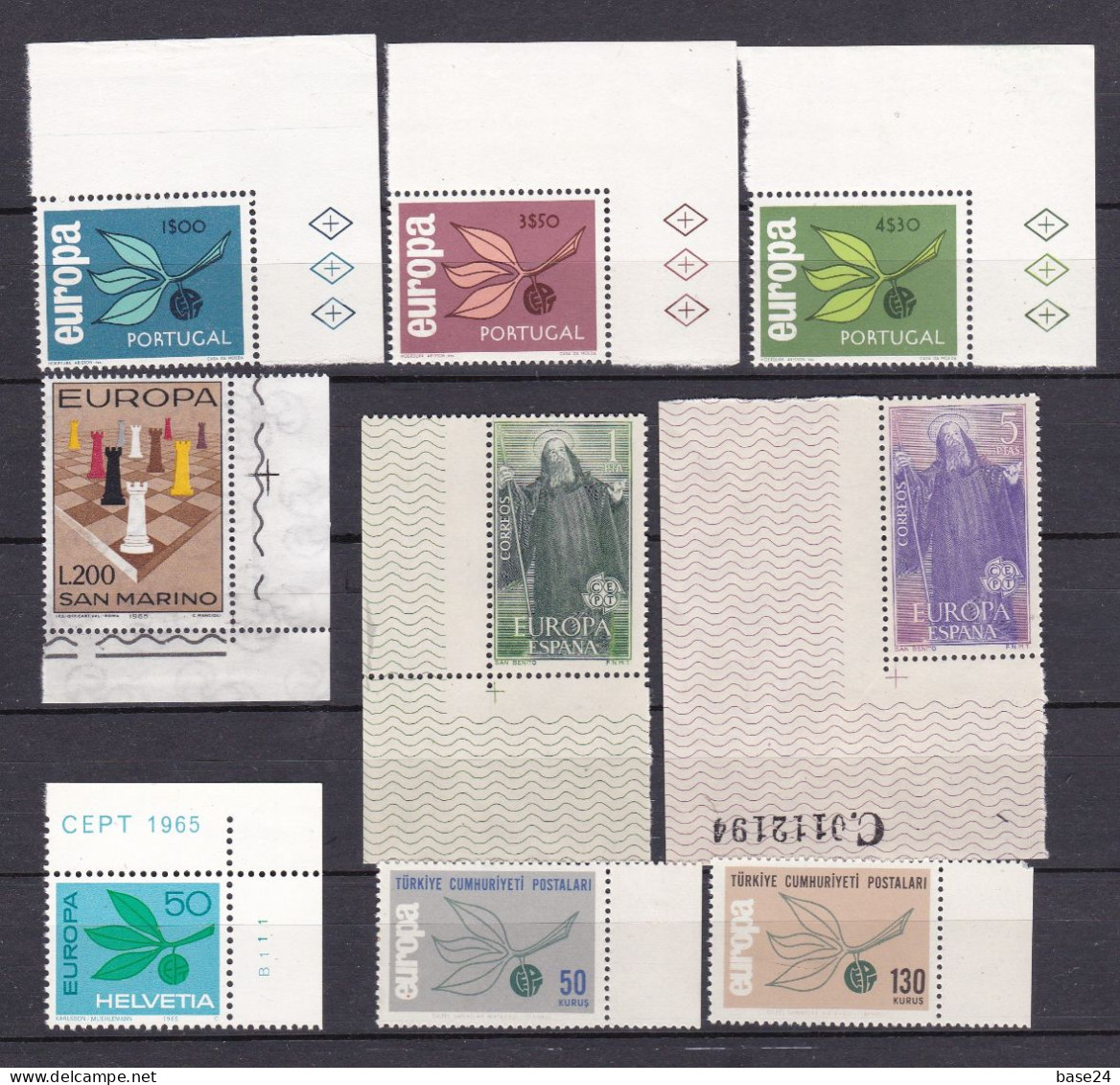 1965 EUROPA CEPT EUROPE ANNATA MNH** YEAR 19 Paesi, 36 Valori, RAMO CON 3 FOGLIE, 3 LEAVES BRANCH - 1965