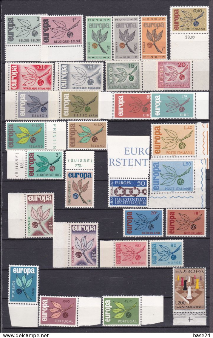 1965 EUROPA CEPT EUROPE ANNATA MNH** YEAR 19 Paesi, 36 Valori, RAMO CON 3 FOGLIE, 3 LEAVES BRANCH - 1965