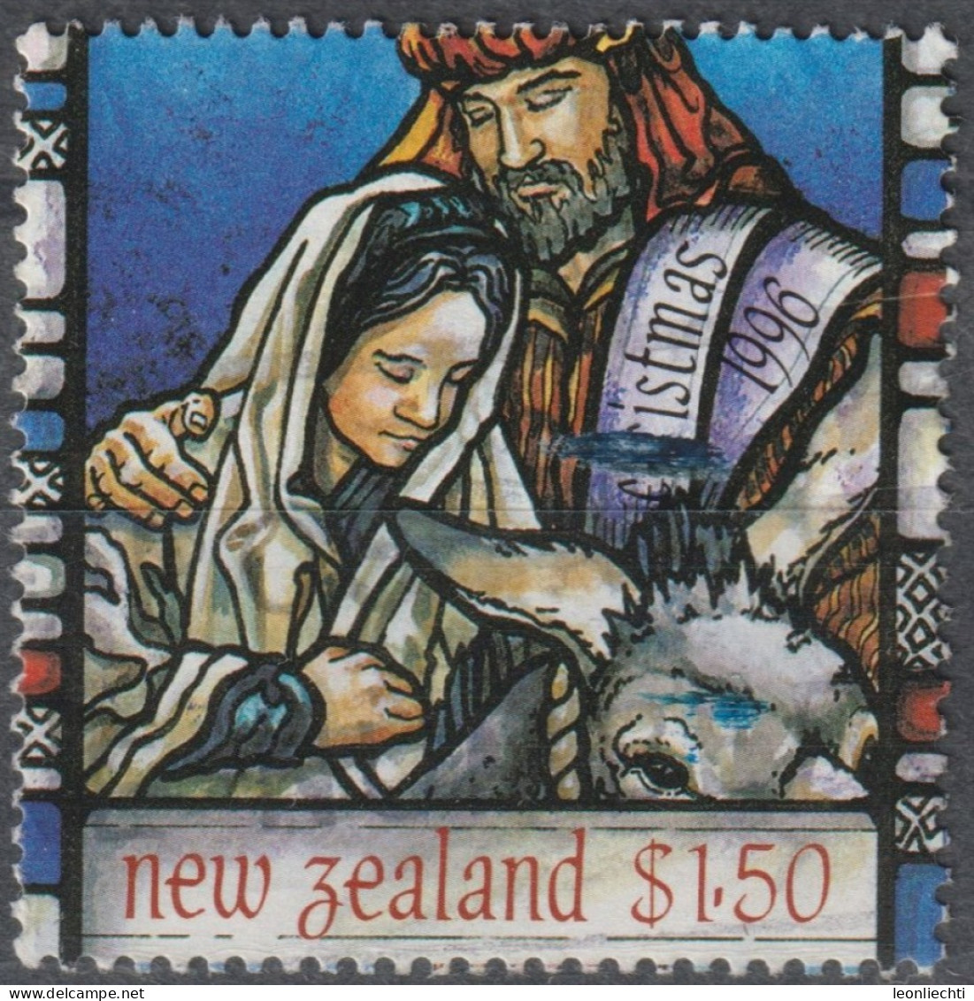1996 Neuseeland ° Mi:NZ 1553, Sn:NZ 1389, Yt:NZ 1492, Mary Joseph & Donkey, Weihnachten / Christmas - Usados
