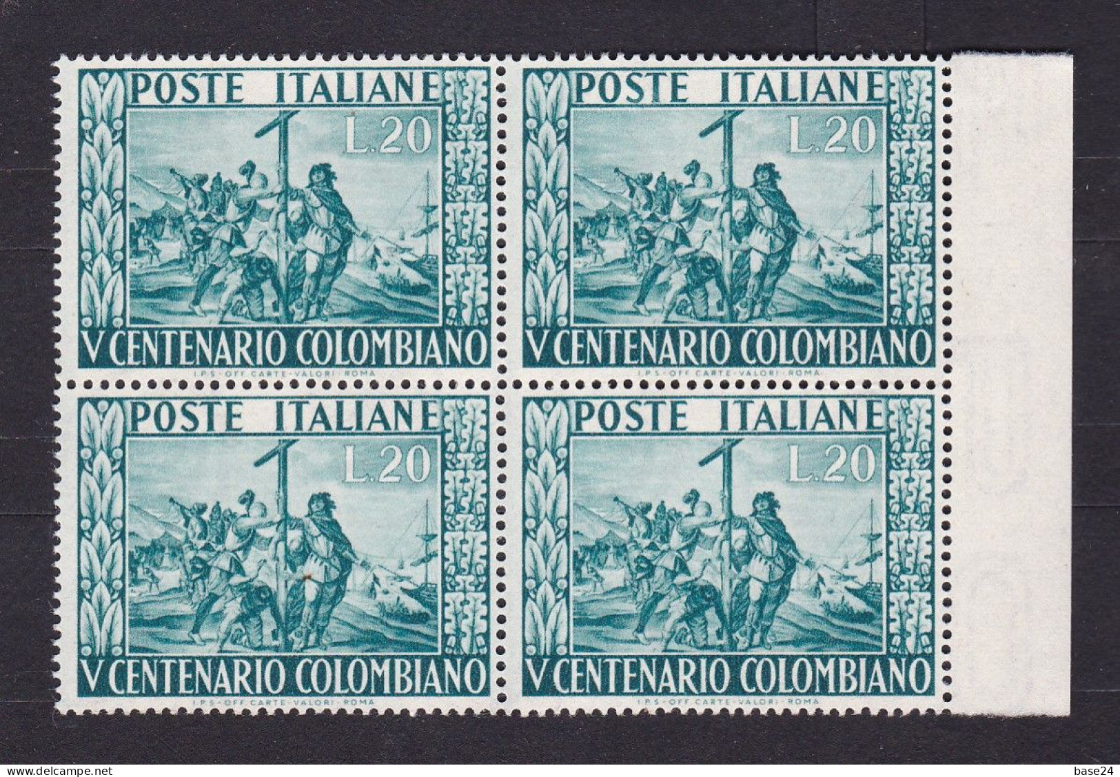 1951 Italia Italy Repubblica CRISTOFORO COLOMBO 4 Serie In Quartina MNH** SCOPERTA DELL'AMERICA, DISCOVERY Block 4 - Christophe Colomb