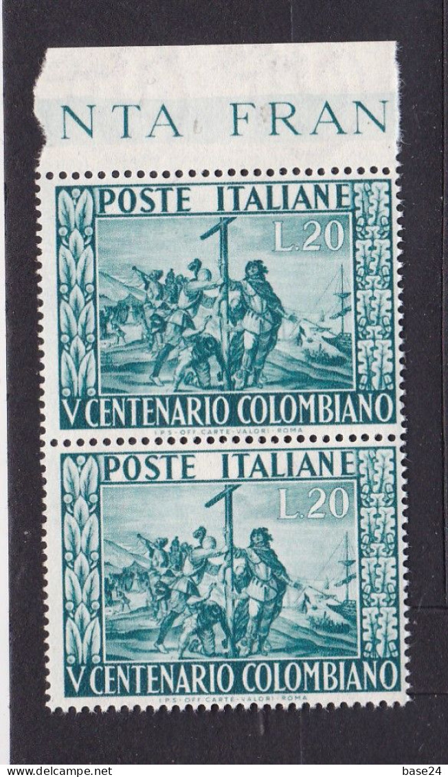 1951 Italia Italy Repubblica CRISTOFORO COLOMBO 2 Serie In Coppia MNH** SCOPERTA DELL'AMERICA, DISCOVERY Pair - Christoffel Columbus