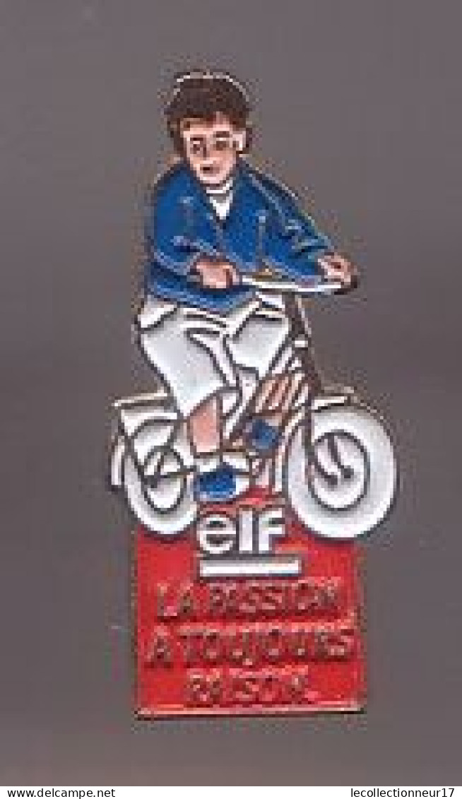 Pin's Elf   La Passion A Toujours Raison Garçon à Vélo  . Réf 907 - Carburants