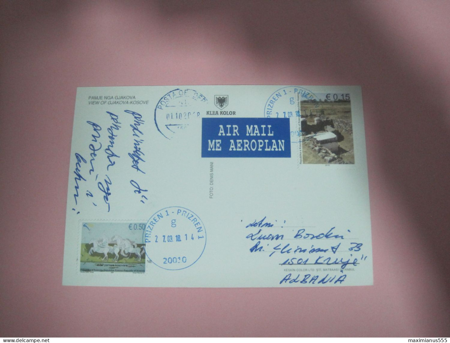 Kosovo Postcard Sent From Prizren To Kruje Albania 2018 (4) - Kosovo